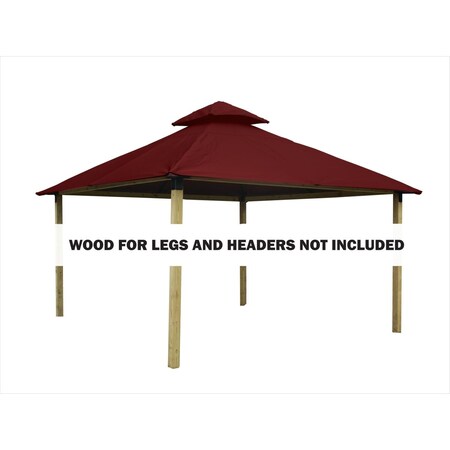 Superherostuff 14 sq. ft. Gazebo Roof Framing & Mounting Kit with Burgundy Outdura Canopy PA3746440